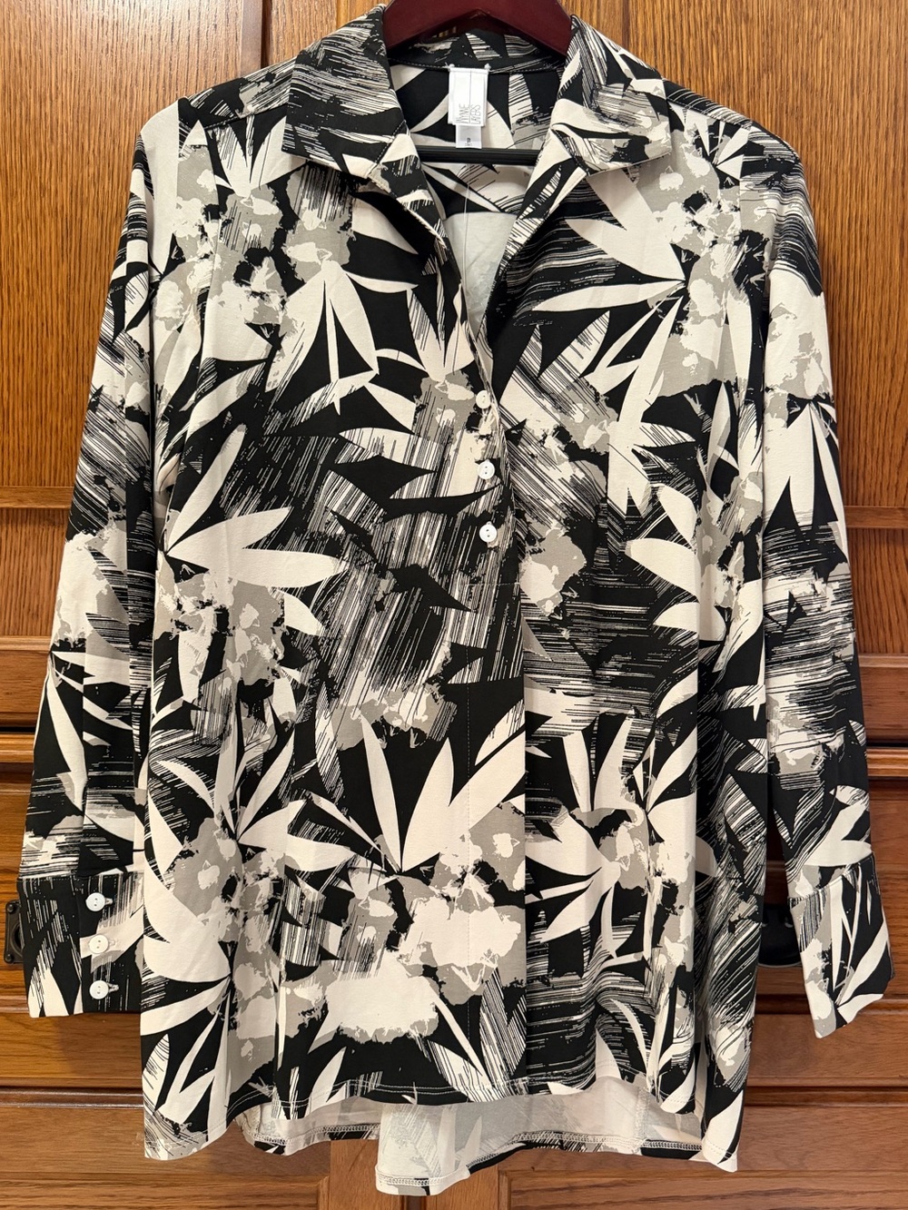 NWOT Wynne Layers Popover Tunic Shirt Tropical Palm Leaf Lagenlook Resortwear